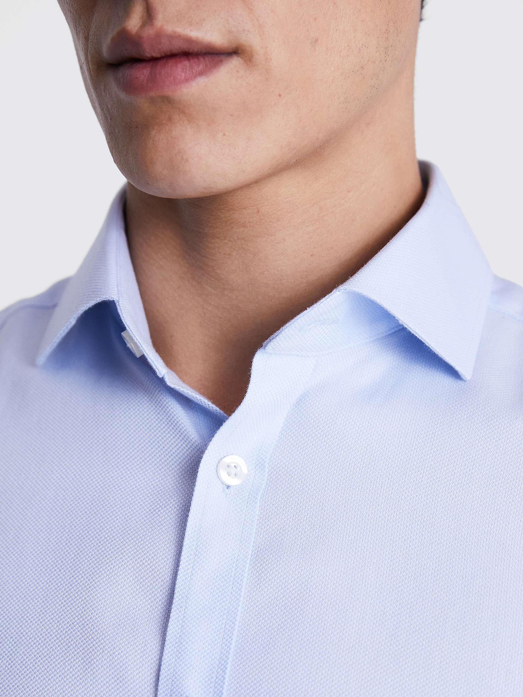 Buy Moss Slim Fit Dobby Textured Non-Iron Shirt, Sky Blue Online at johnlewis.com
