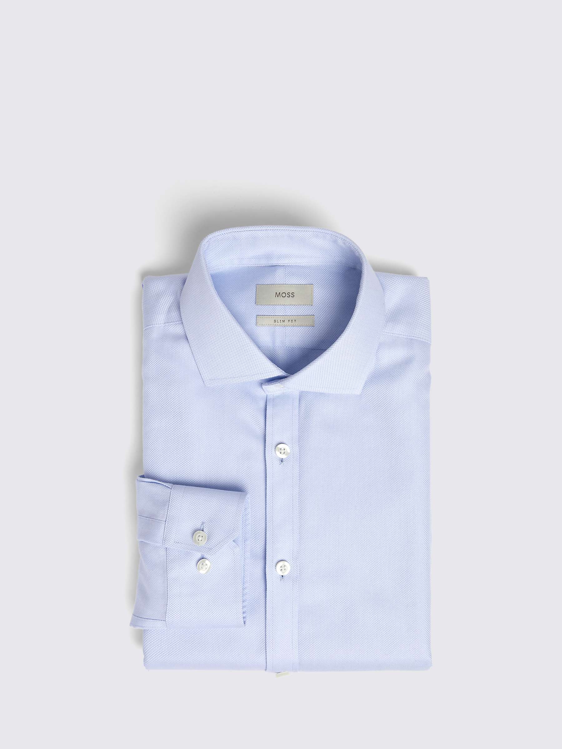 Buy Moss Slim Fit Dobby Textured Non-Iron Shirt, Sky Blue Online at johnlewis.com