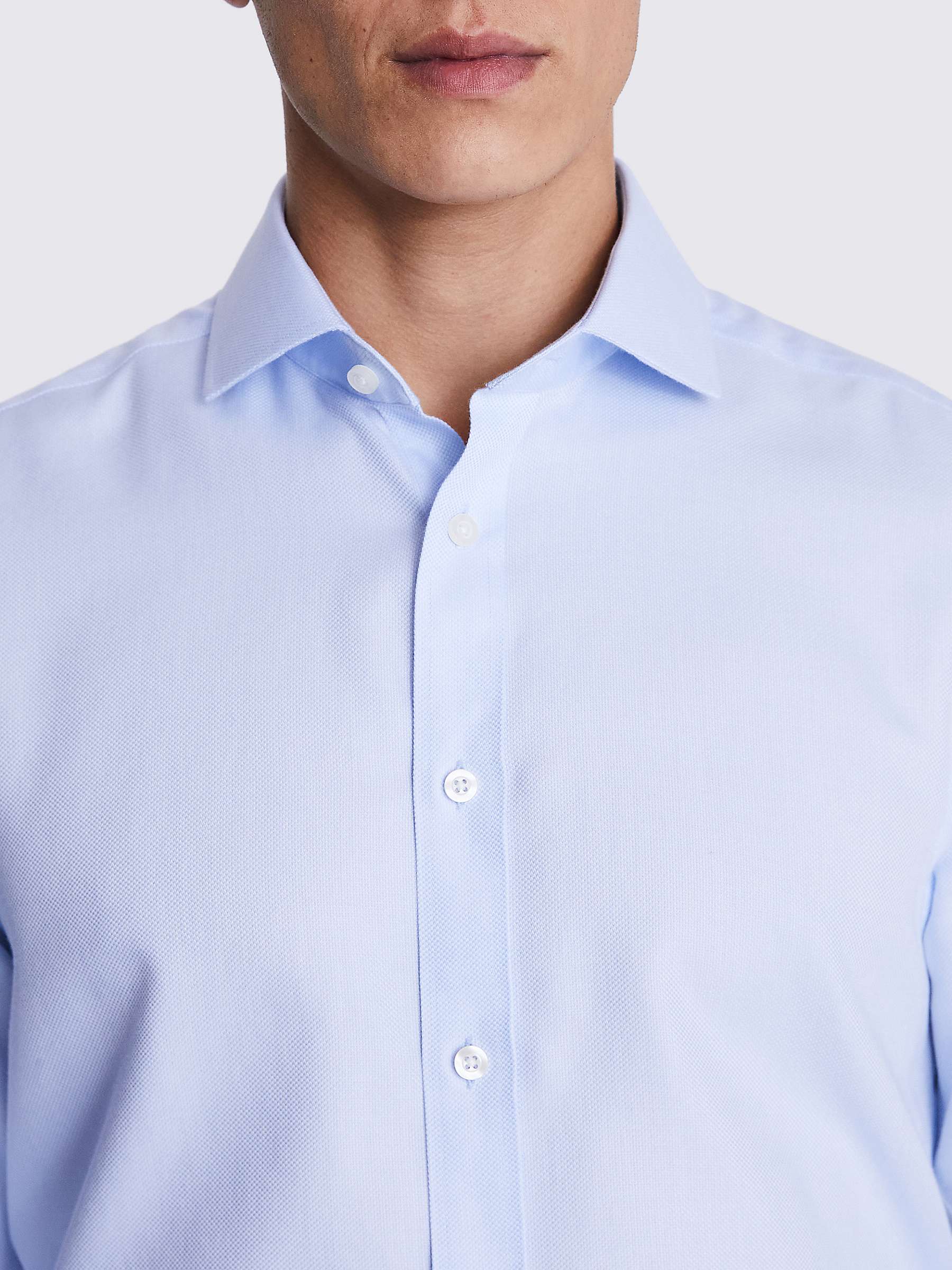 Buy Moss Tailored Fit Oval Textured Non-Iron Shirt, Sky Blue Online at johnlewis.com