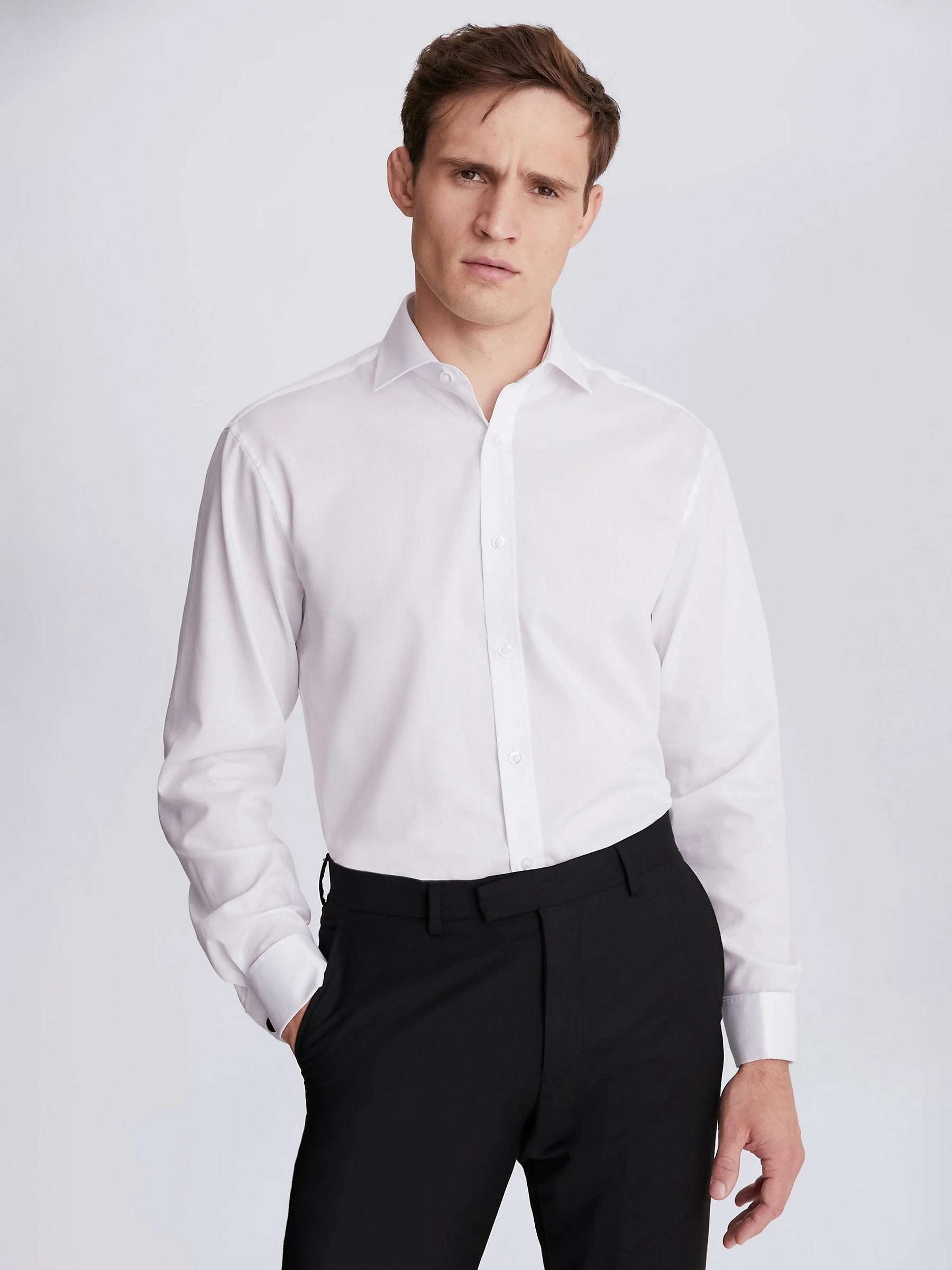 Buy Moss Regular Fit Double Cuff Textured Shirt, White Online at johnlewis.com