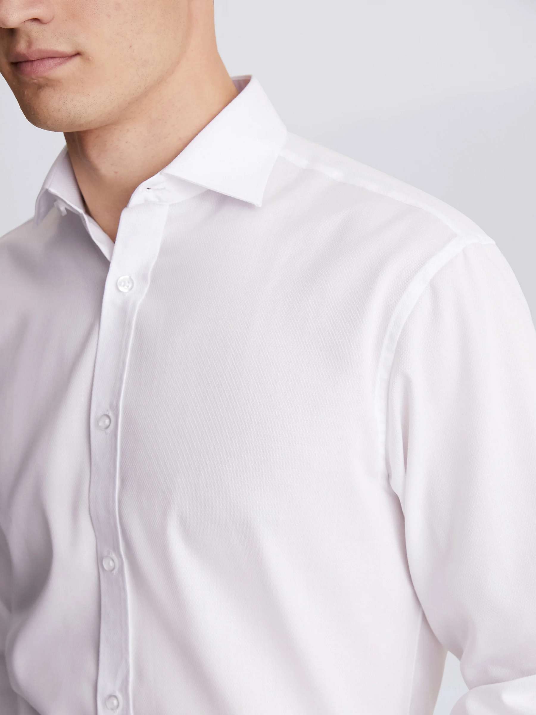 Buy Moss Regular Fit Double Cuff Textured Shirt, White Online at johnlewis.com