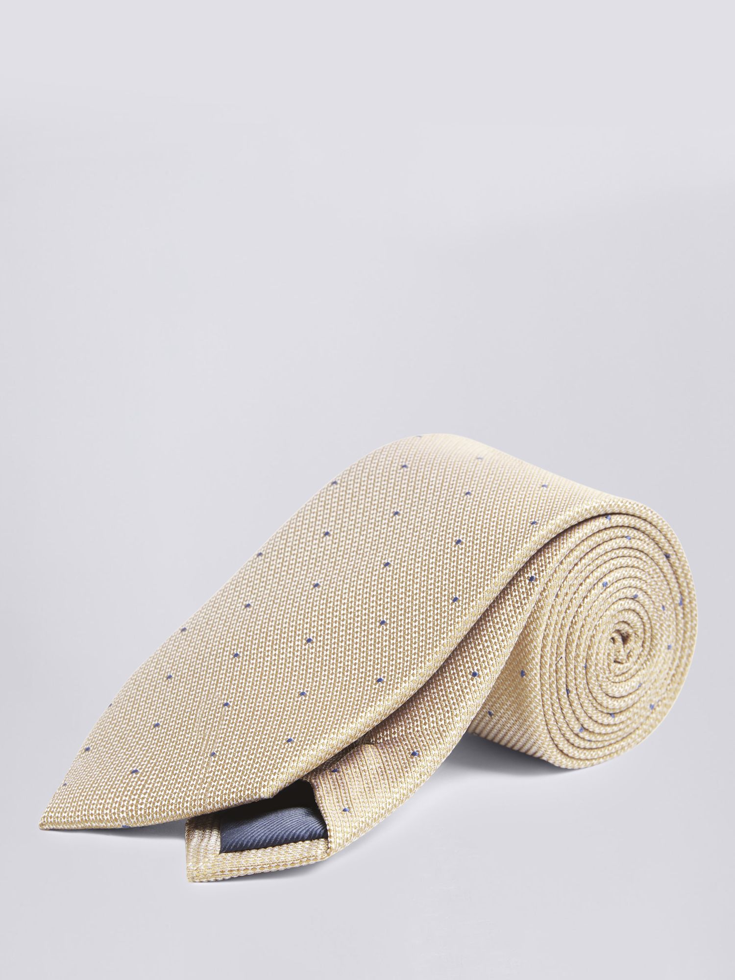 Moss Contrast Spot Silk Tie, Champagne at John Lewis & Partners