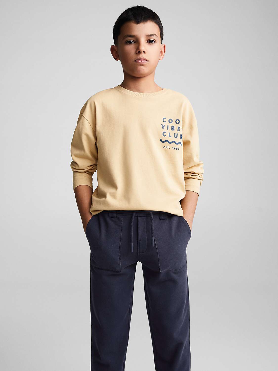 Buy Mango Kids' Manacor Cotton Jogger Style Trousers, Navy Online at johnlewis.com