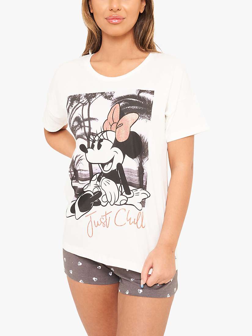 Buy Brand Threads Minnie Mouse Graphic Print Short Pyjama Set, Grey Online at johnlewis.com