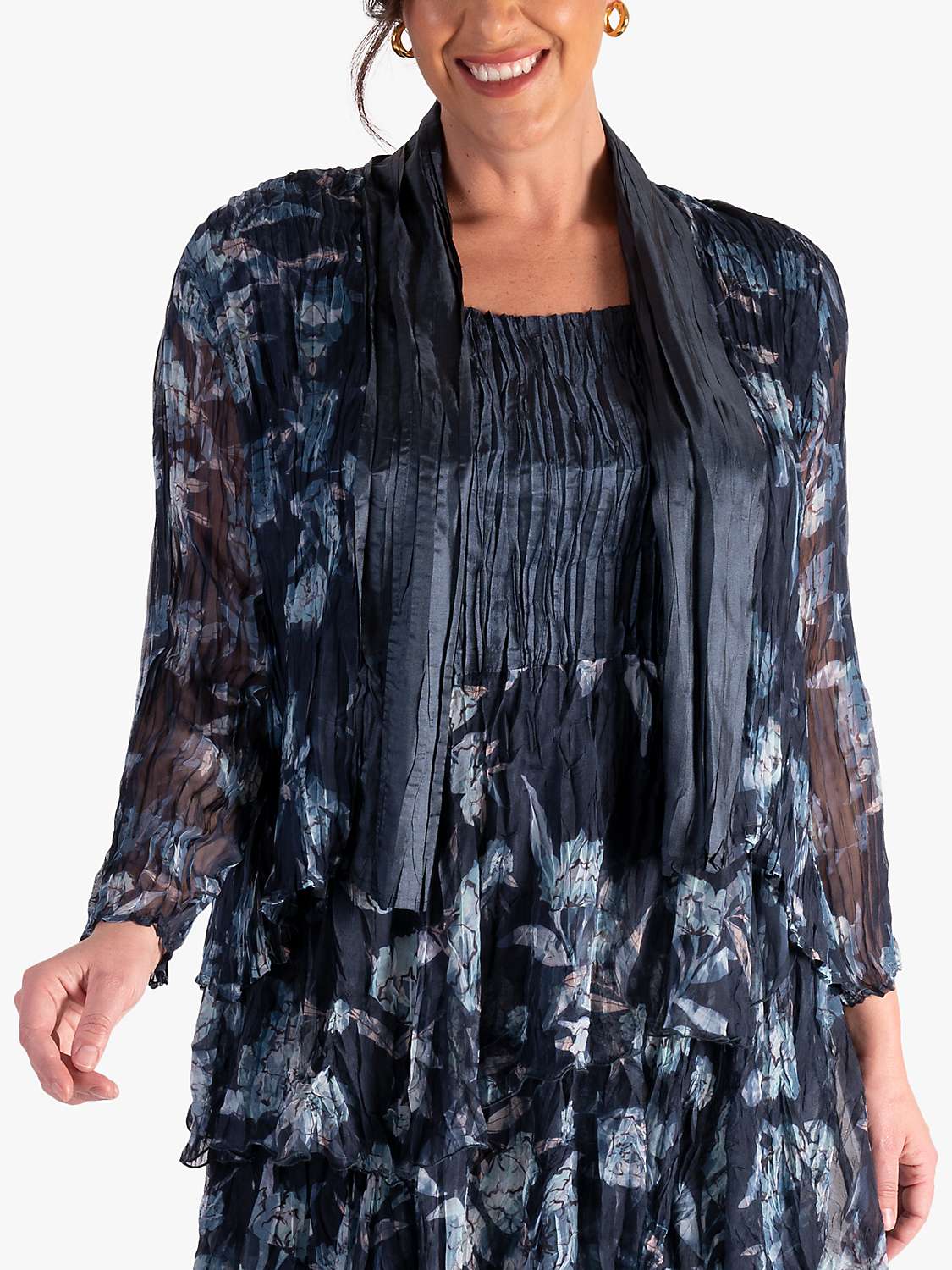 Buy chesca Plain Satin And Floral Print Chiffon Shrug, Navy Online at johnlewis.com