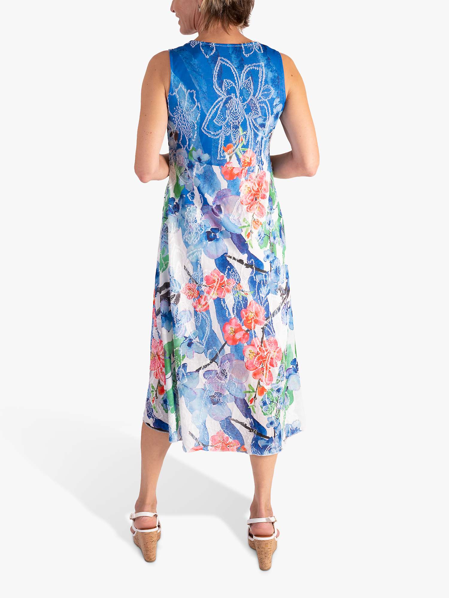 Buy chesca Tropical Flowers Sleeveless Mesh Midi Dress, Blue/Multi Online at johnlewis.com