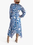 chesca Tie Waist Geometric Swirls Dress, Royal Blue/White