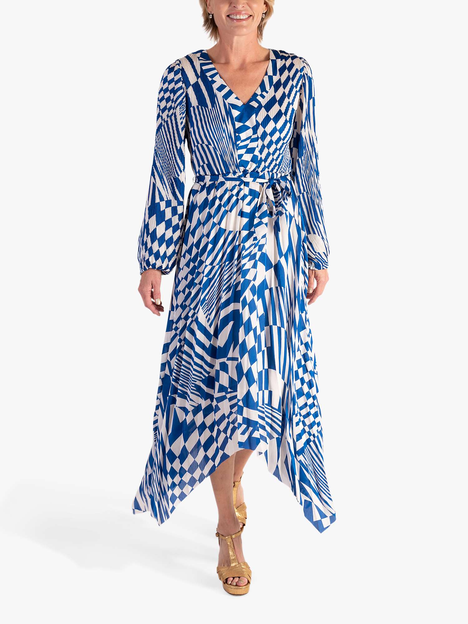 Buy chesca Tie Waist Geometric Swirls Dress, Royal Blue/White Online at johnlewis.com