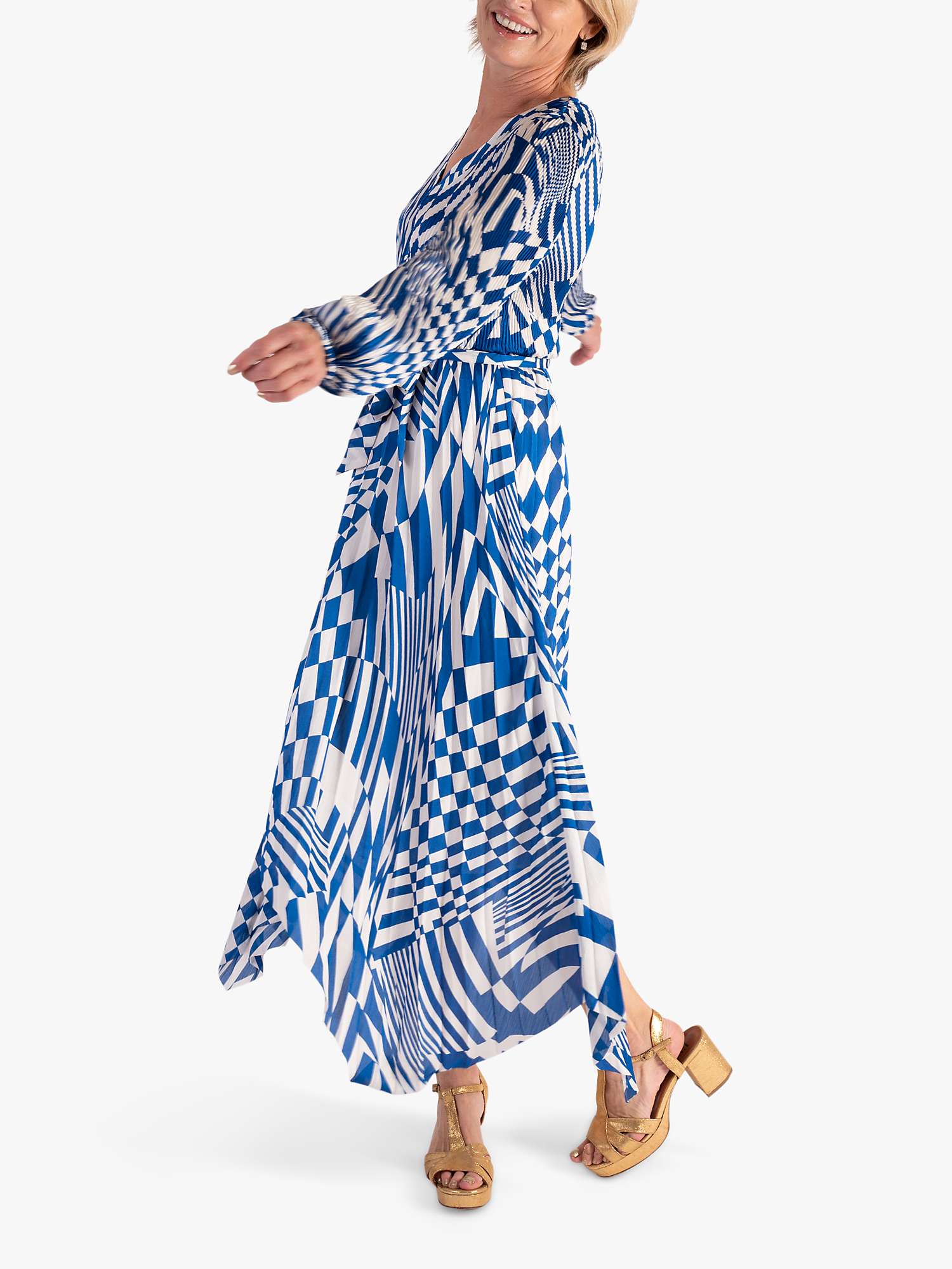Buy chesca Tie Waist Geometric Swirls Dress, Royal Blue/White Online at johnlewis.com