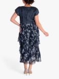 chesca Floral Satin Chiffon Dress, Navy/Multi