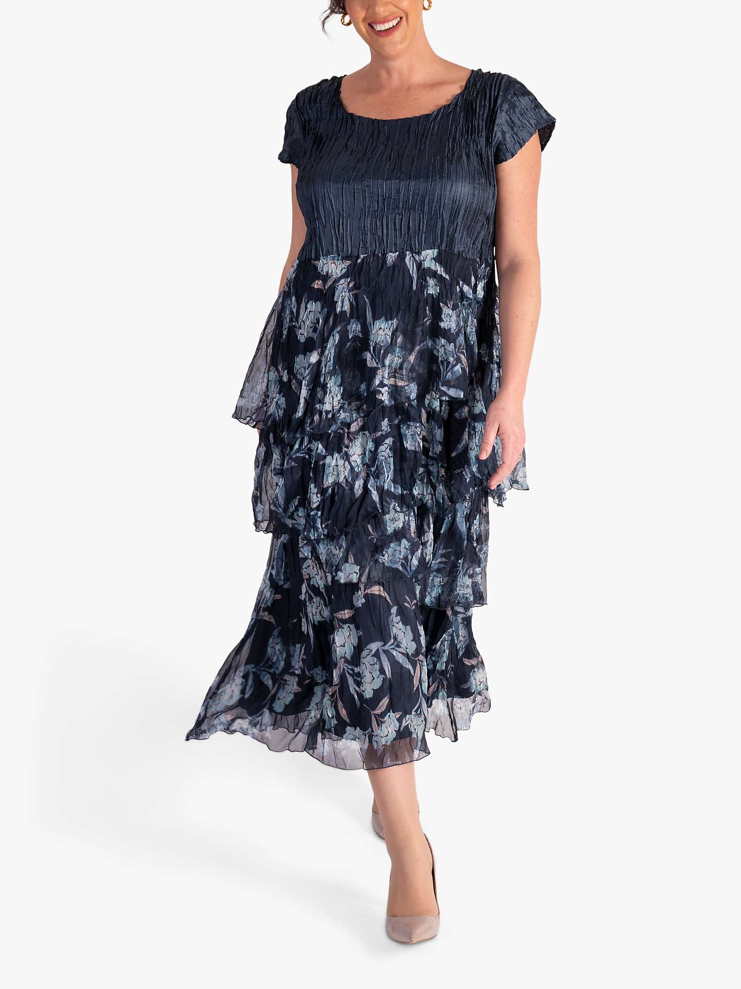 Buy chesca Floral Satin Chiffon Dress, Navy/Multi Online at johnlewis.com