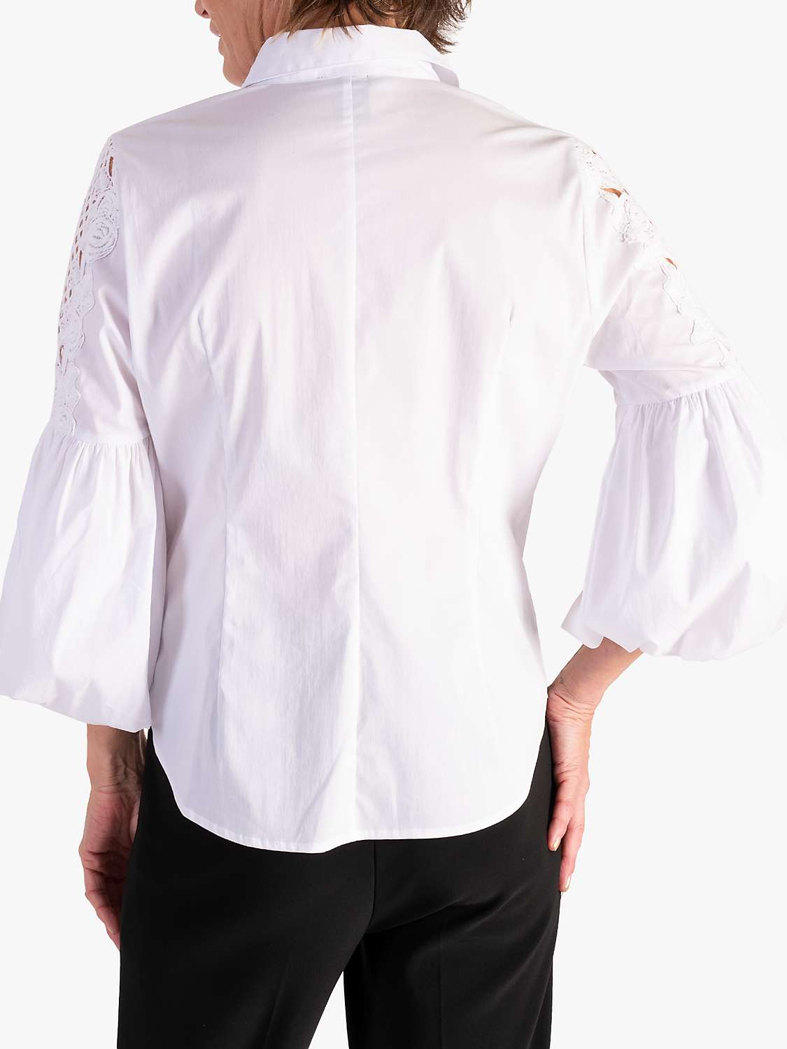 Buy chesca Puff Sleeved Lace Detail Shirt, White Online at johnlewis.com