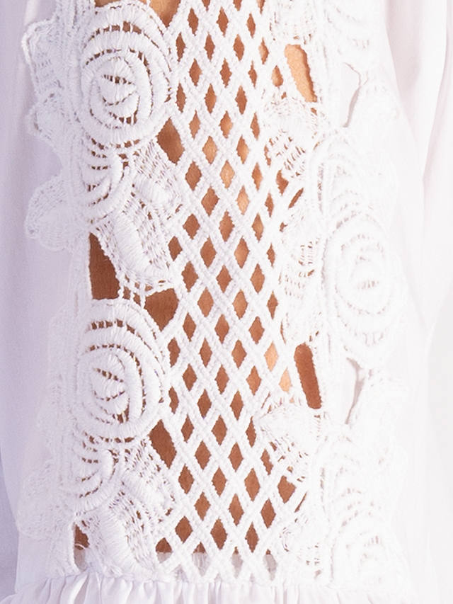 chesca Puff Sleeved Lace Detail Shirt, White