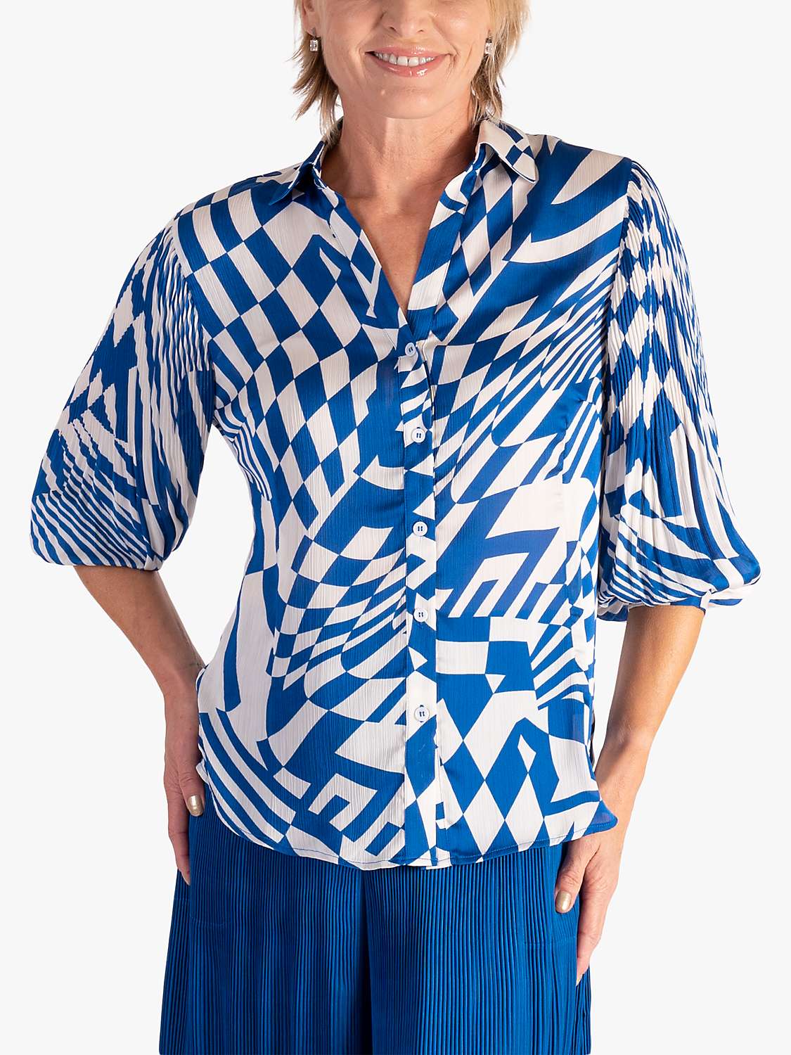 Buy chesca Abstract Geometric Swirls Shirt, Royal Blue/White Online at johnlewis.com