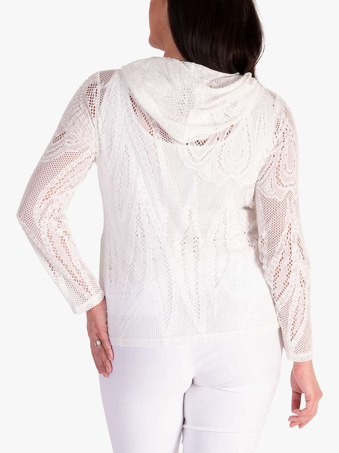 Buy chesca Lace Mesh Zip Through Hoodie, White Online at johnlewis.com