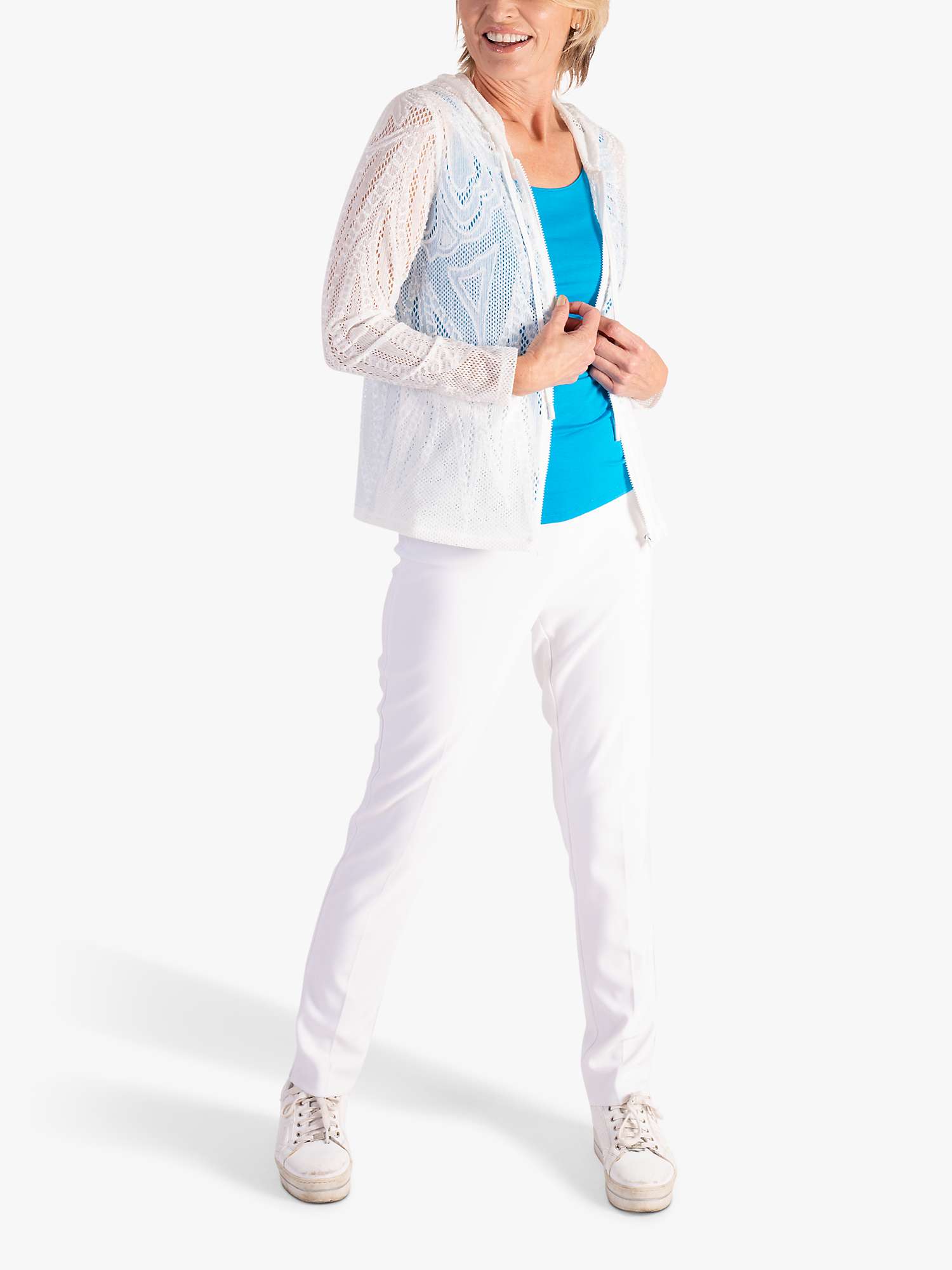 Buy chesca Lace Mesh Zip Through Hoodie, White Online at johnlewis.com