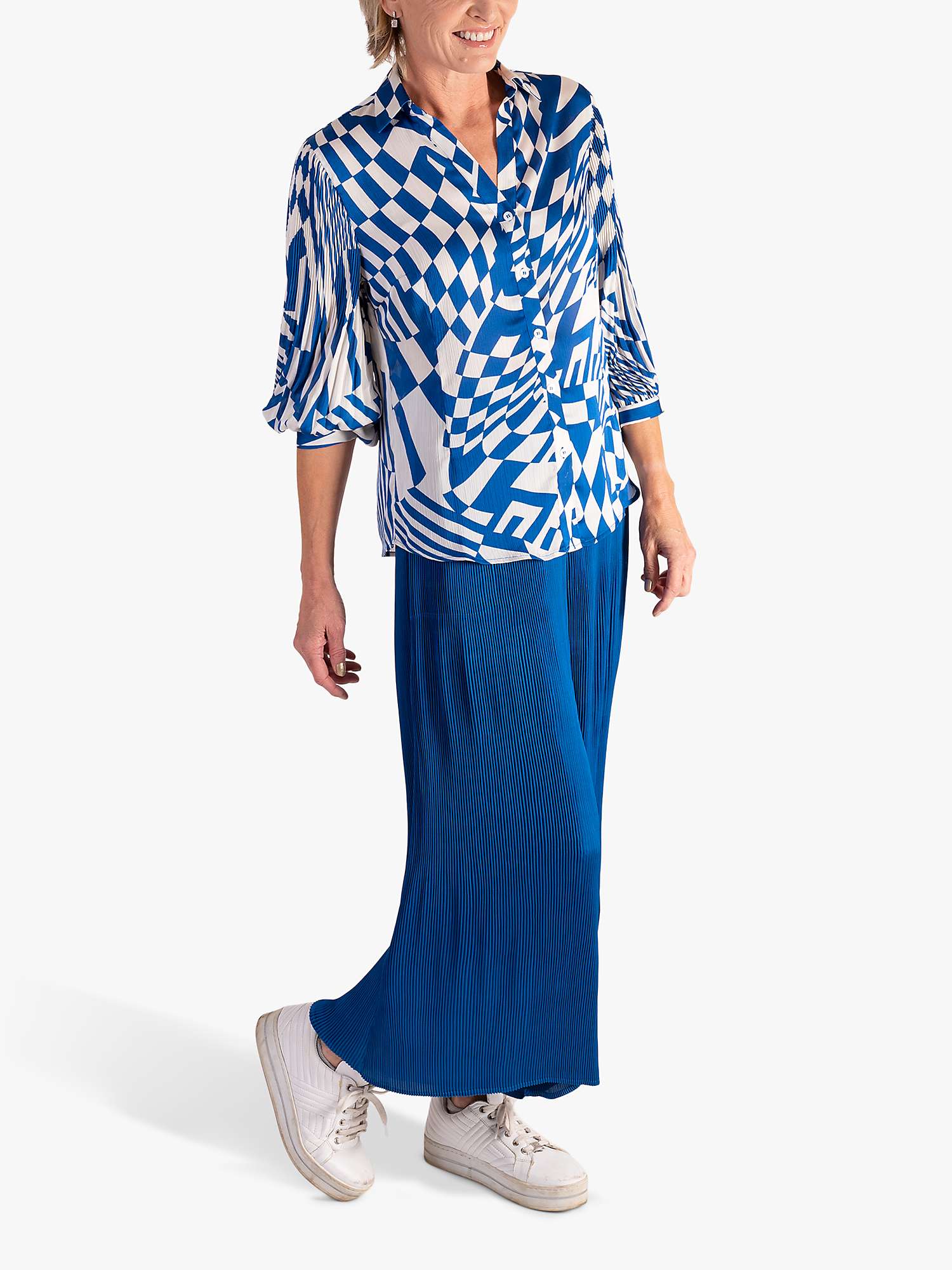 Buy chesca Pleated Wide Leg Trousers, Royal Blue Online at johnlewis.com