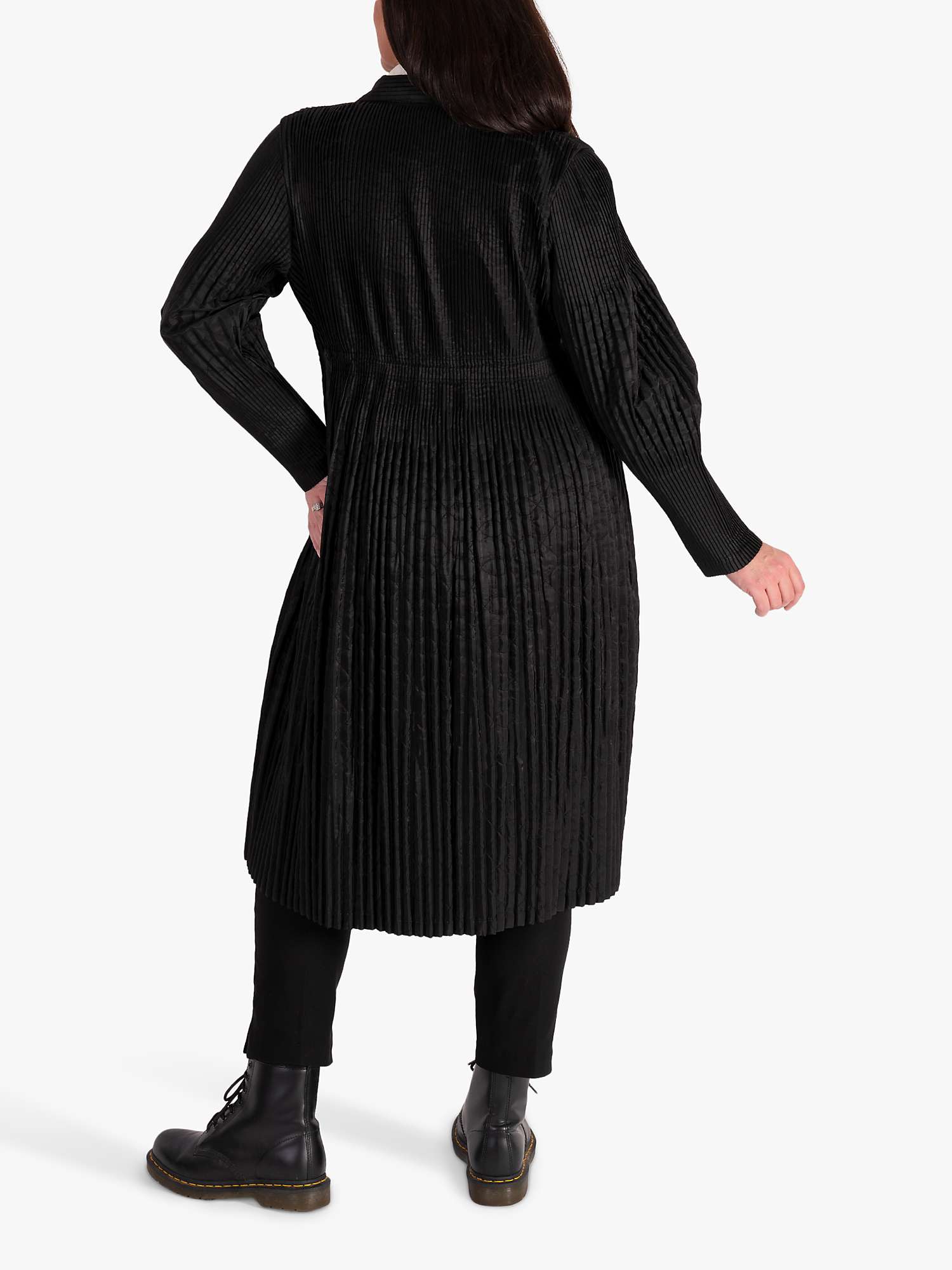 Buy chesca Lightweight Quilt Pleated Long Coat, Black Online at johnlewis.com