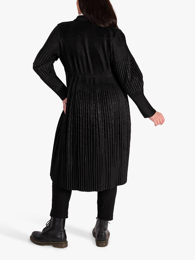chesca Lightweight Quilt Pleated Long Coat, Black