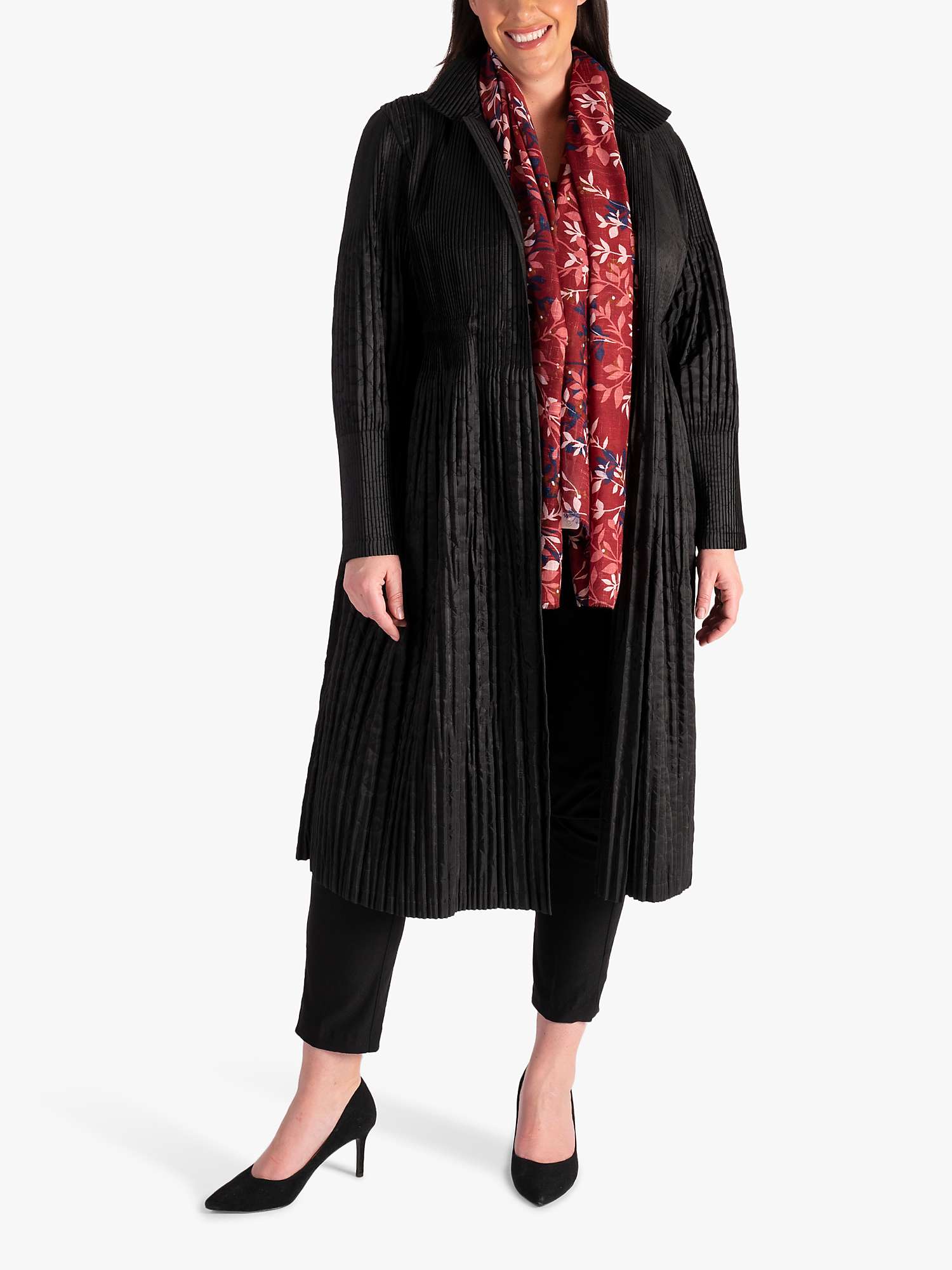 Buy chesca Lightweight Quilt Pleated Long Coat, Black Online at johnlewis.com