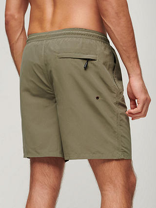 Superdry Premium Embroidered 17" Swim Shorts, Light Khaki Green