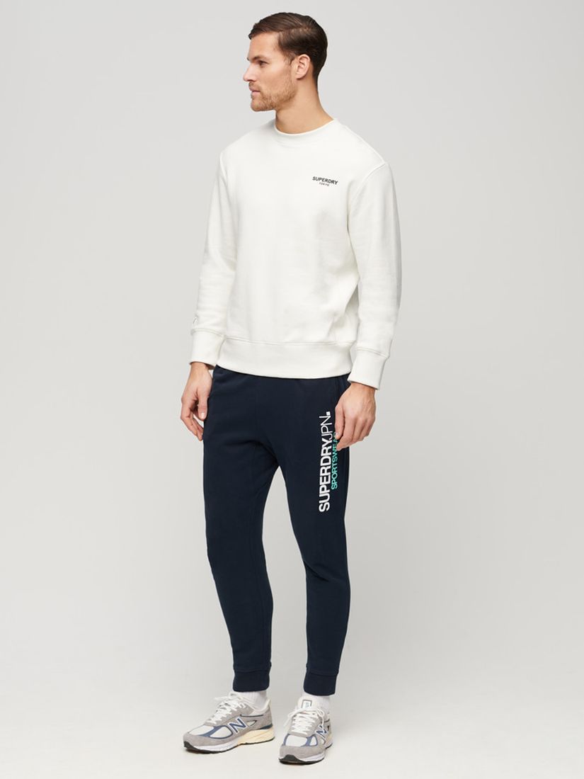 Superdry Sportswear Logo Tapered Joggers, Eclipse Navy/White at John ...