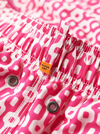 Superdry Geometric Print 15" Swim Shorts, Pink/White
