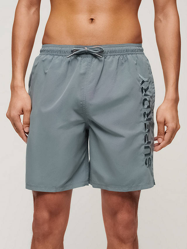 Superdry Premium Embroidered 17" Swim Shorts, Stormy Weather Grey