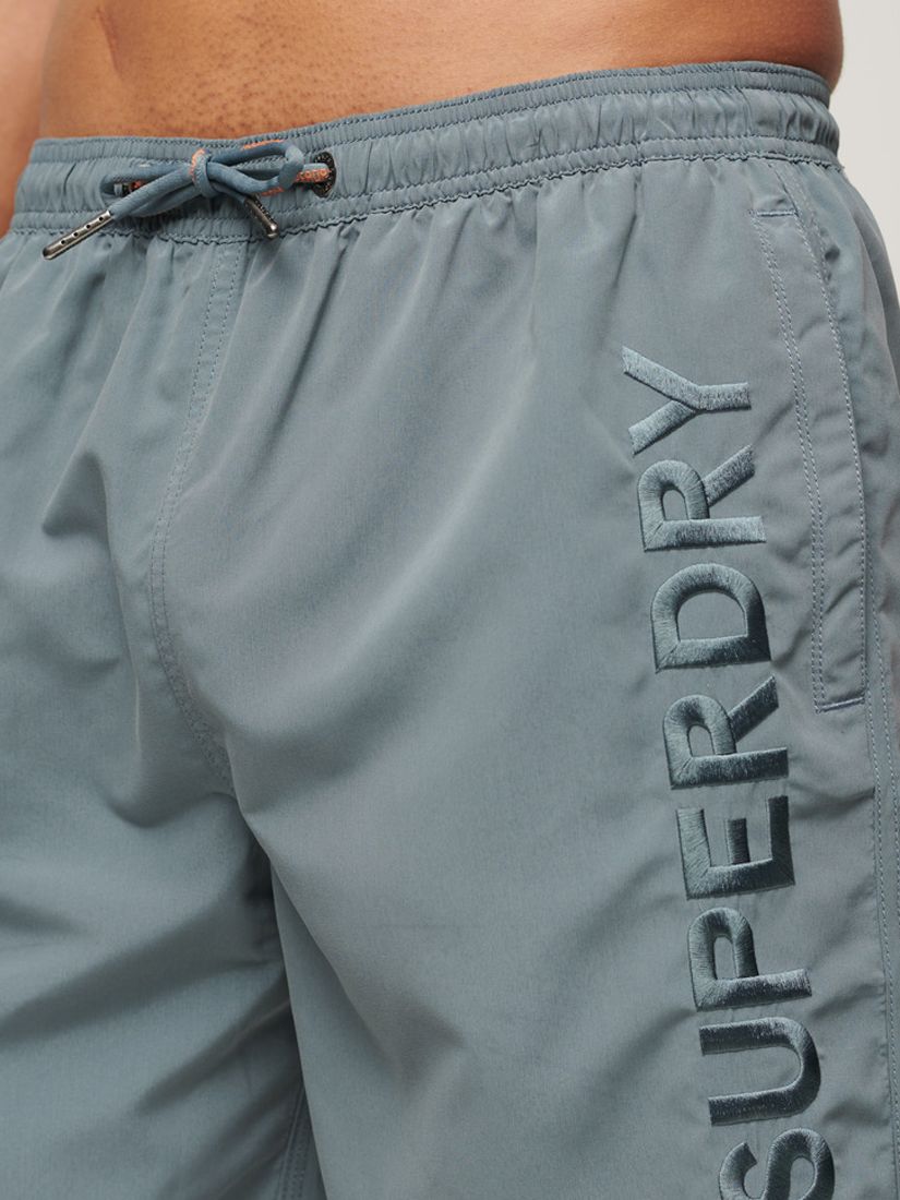 Superdry Premium Embroidered 17" Swim Shorts, Stormy Weather Grey, XXL