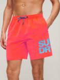 Superdry Logo Recycled Swim Shorts, Hyper Fire Coral
