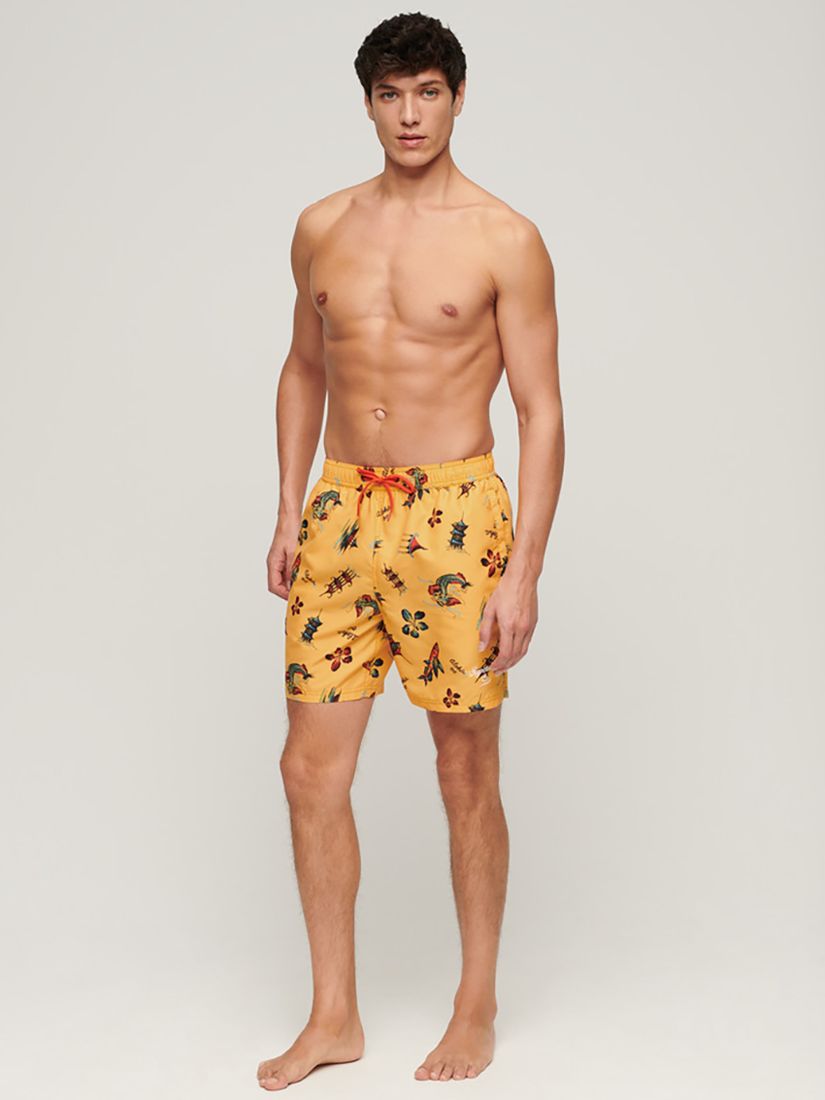 Superdry Hawaiian Print 17" Swim Shorts, Aloha Golden Yellow, XXL