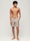 Superdry Premium Embroidered 17" Swim Shorts, Deep Beige Slub