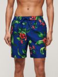 Superdry Hawaiian Print 17" Swim Shorts, Hibiscus Royal Blue