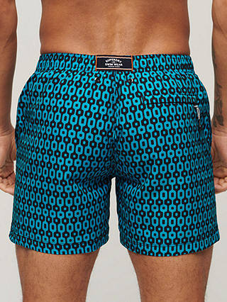 Superdry Geometric Print 15" Swim Shorts, Navy Geo Print