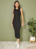 Yumi Lurex Knitted Sleeveless Midi Dress, Black