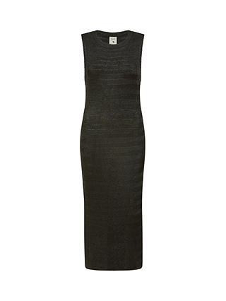 Yumi Lurex Knitted Sleeveless Midi Dress, Black