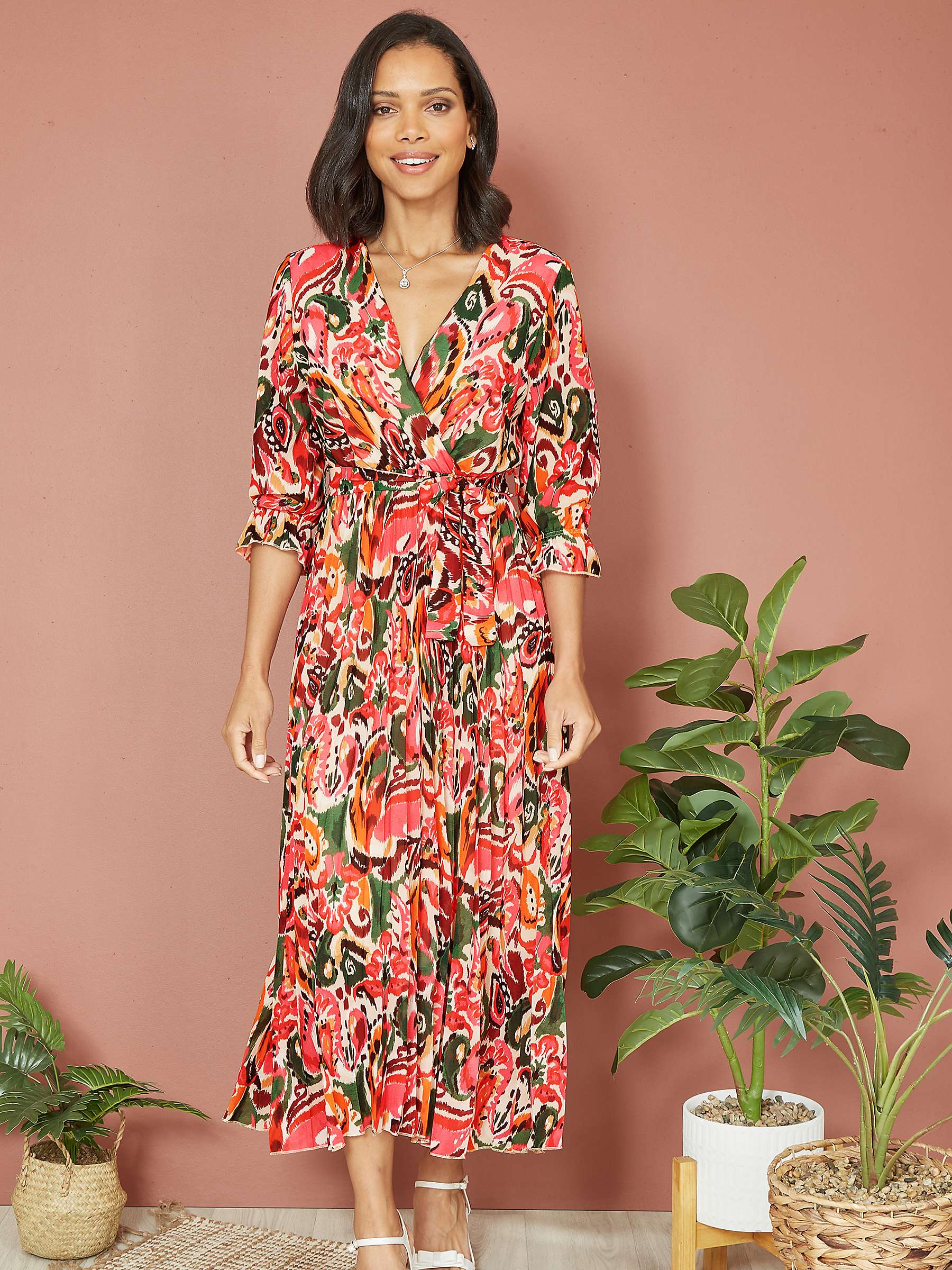 Buy Yumi Paisley Printed Midi Dress, Pink Online at johnlewis.com
