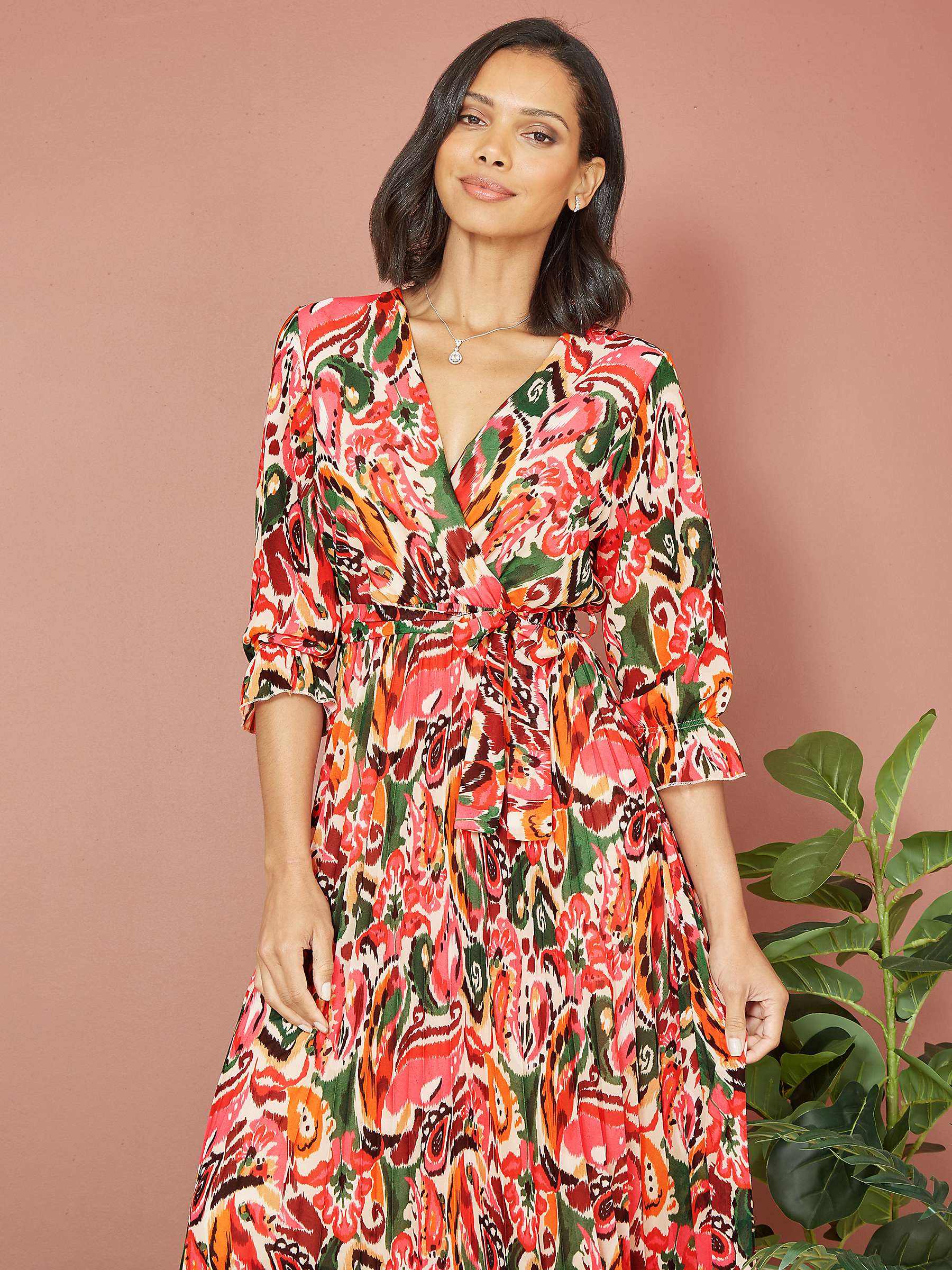 Buy Yumi Paisley Printed Midi Dress, Pink Online at johnlewis.com