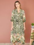 Yumi Zebra Floral Print Midi Dress, Green