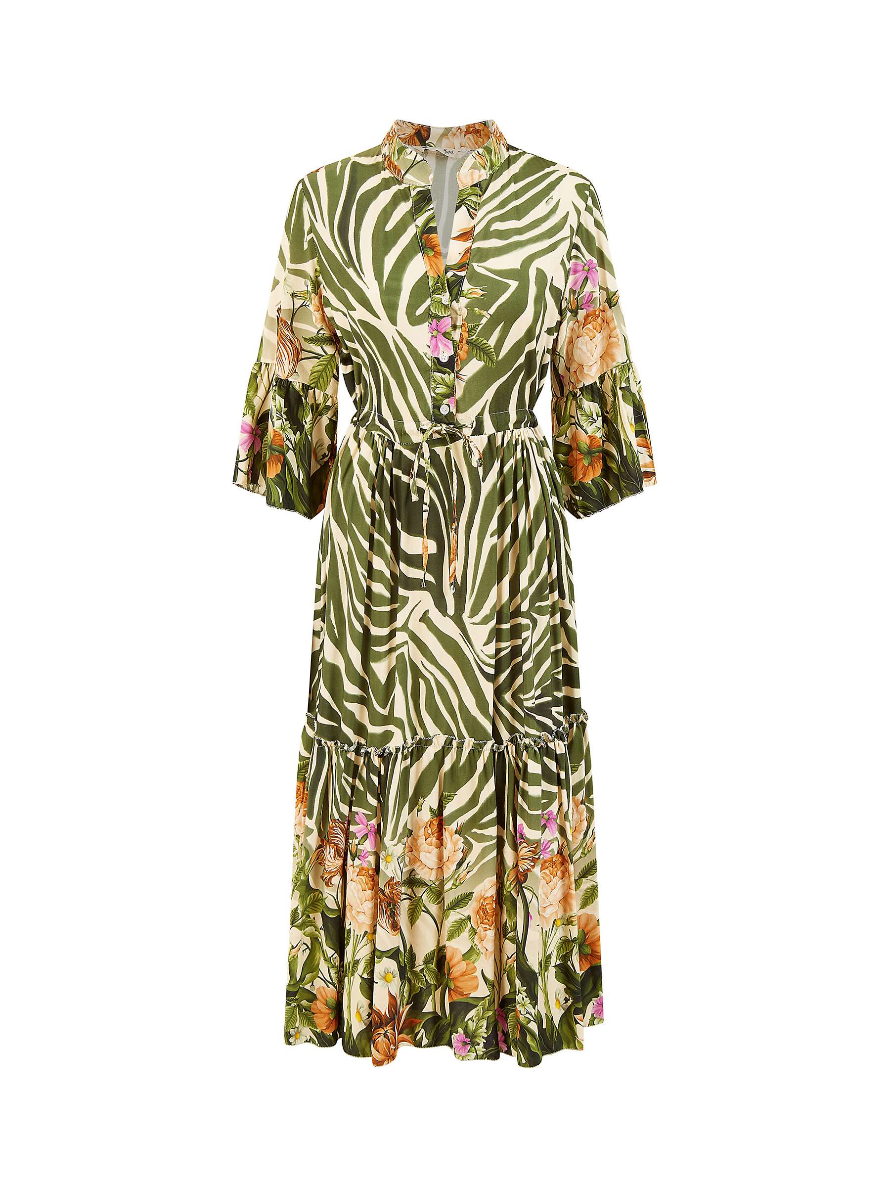 Buy Yumi Zebra Floral Print Midi Dress, Green Online at johnlewis.com