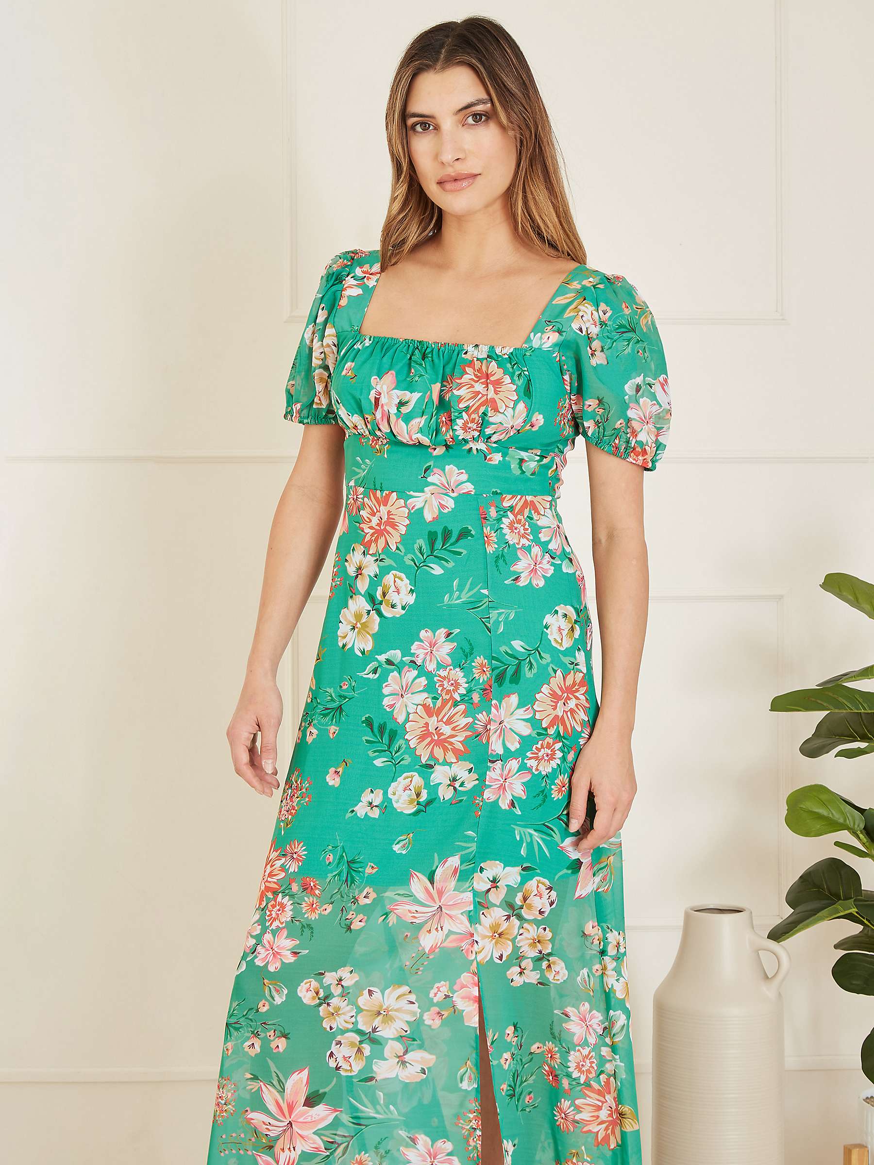Buy Yumi Floral Print Maxi Dress, Green Online at johnlewis.com