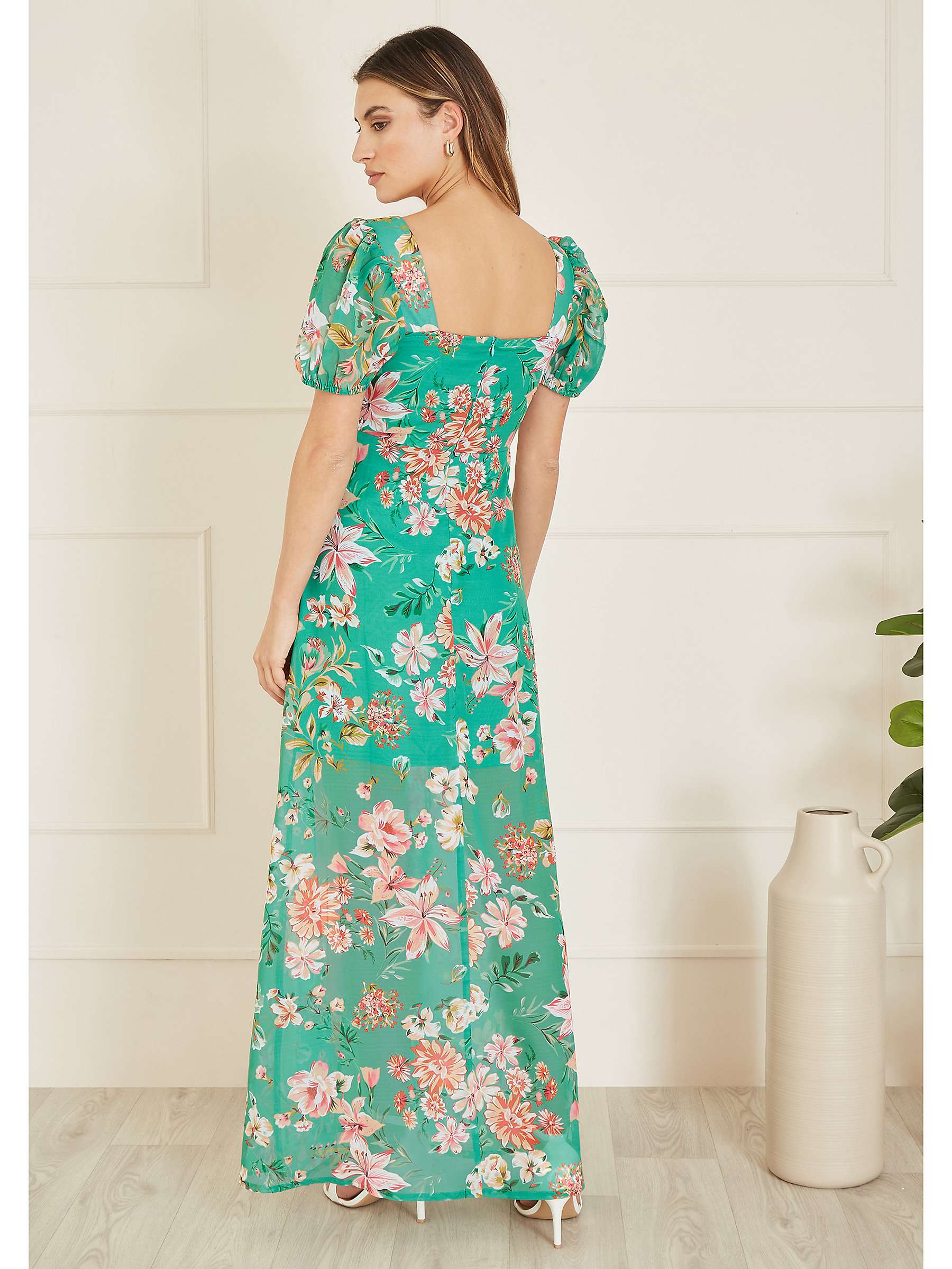 Buy Yumi Floral Print Maxi Dress, Green Online at johnlewis.com