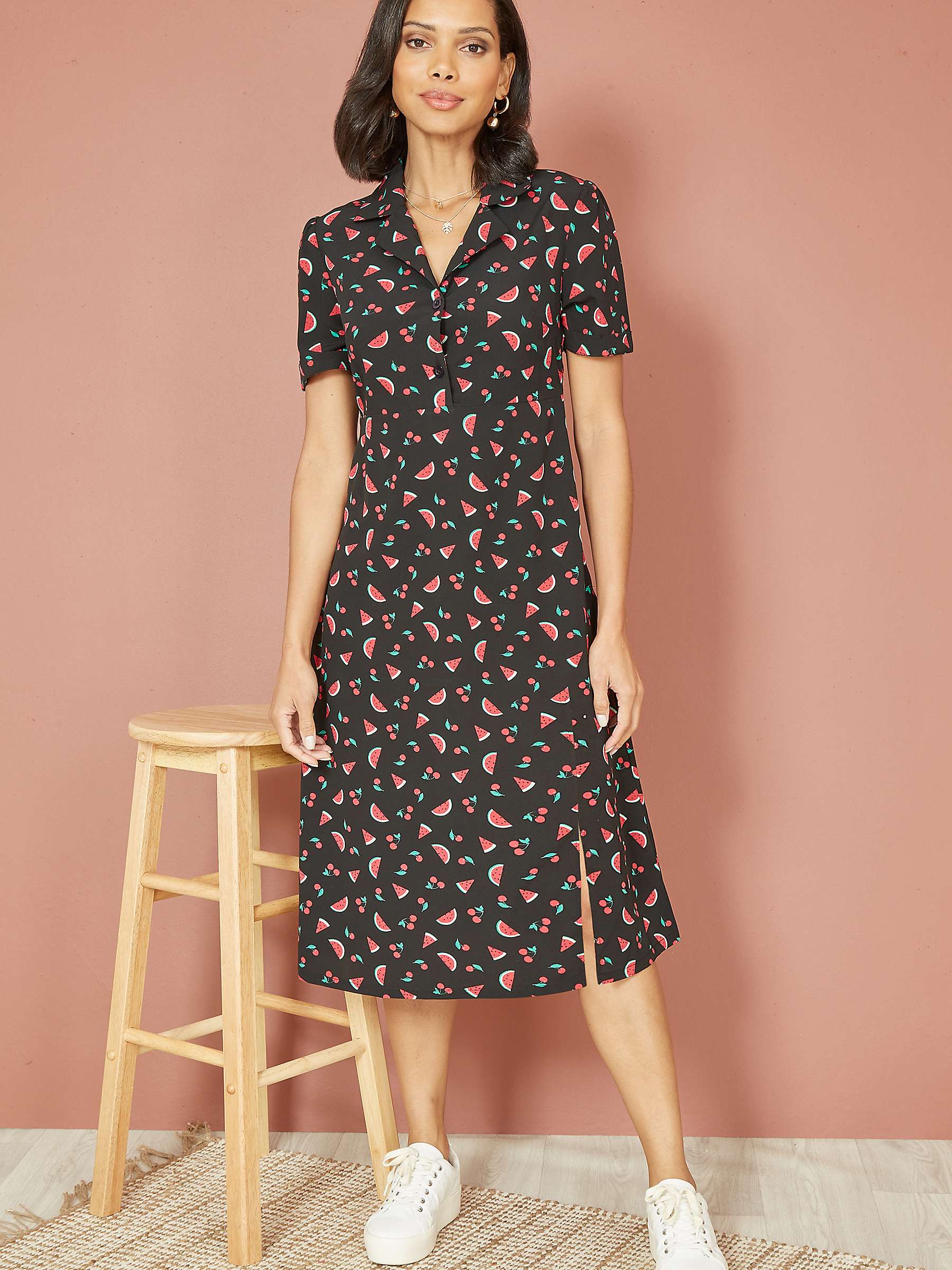 Buy Yumi Watermelon Print Shirt Dress, Black/Multi Online at johnlewis.com