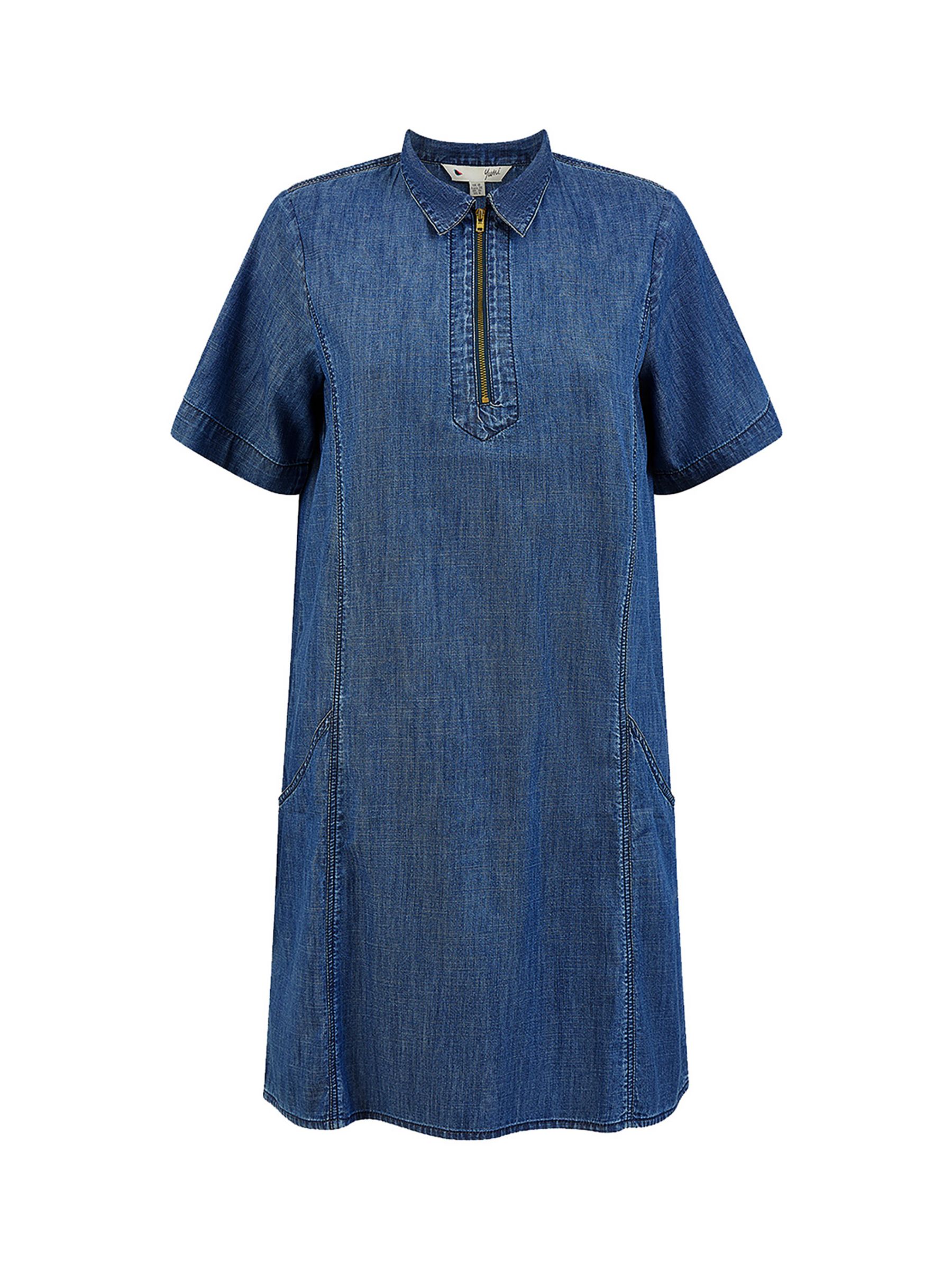 Yumi Mini Cotton Tunic Dress, Blue, 8