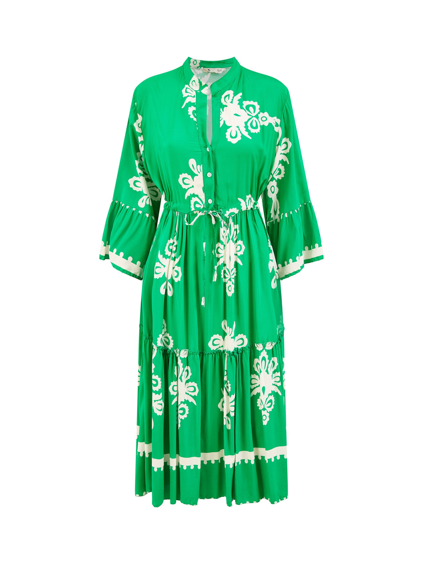 Yumi Printed Midi Dress, Green at John Lewis & Partners