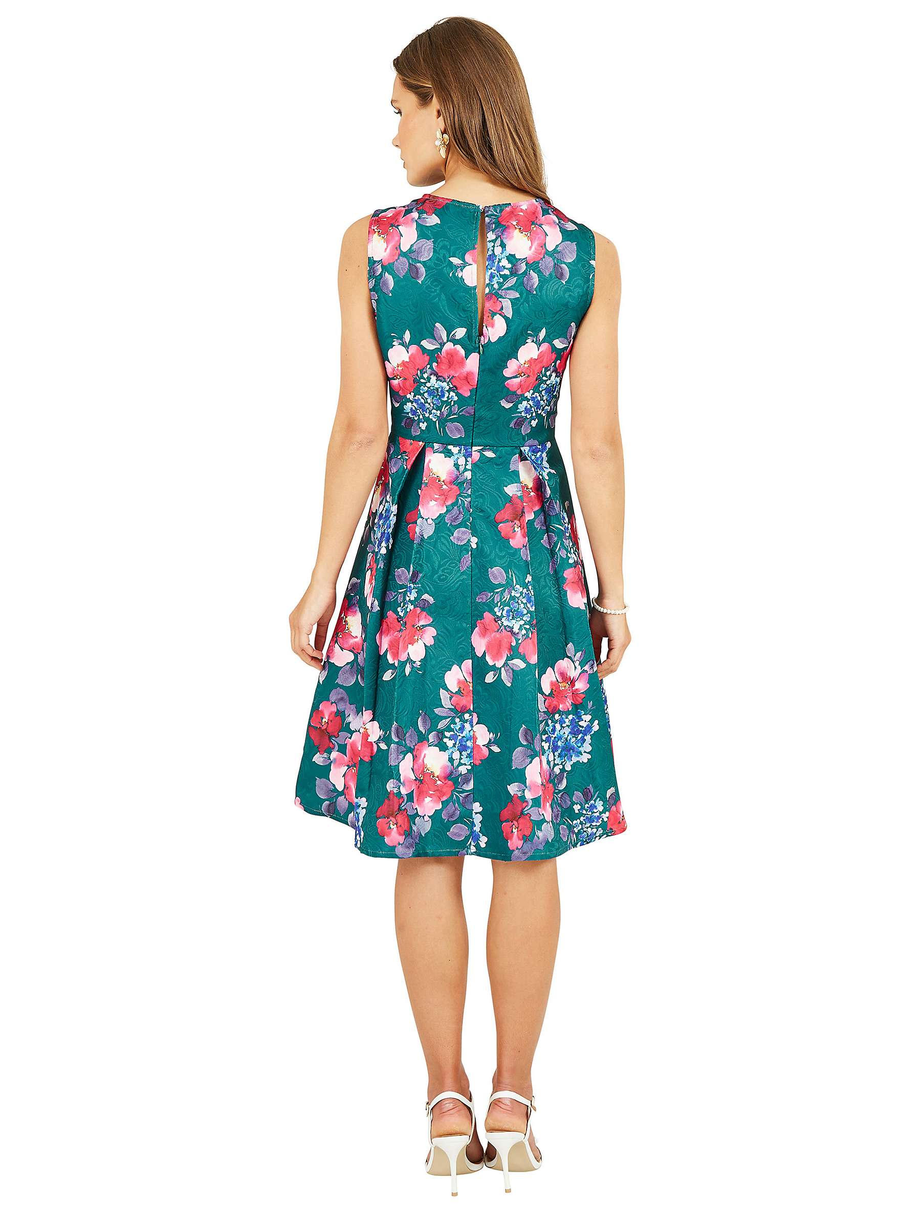 Buy Yumi Jacquard Winter Floral Skater Dress, Green/Multi Online at johnlewis.com