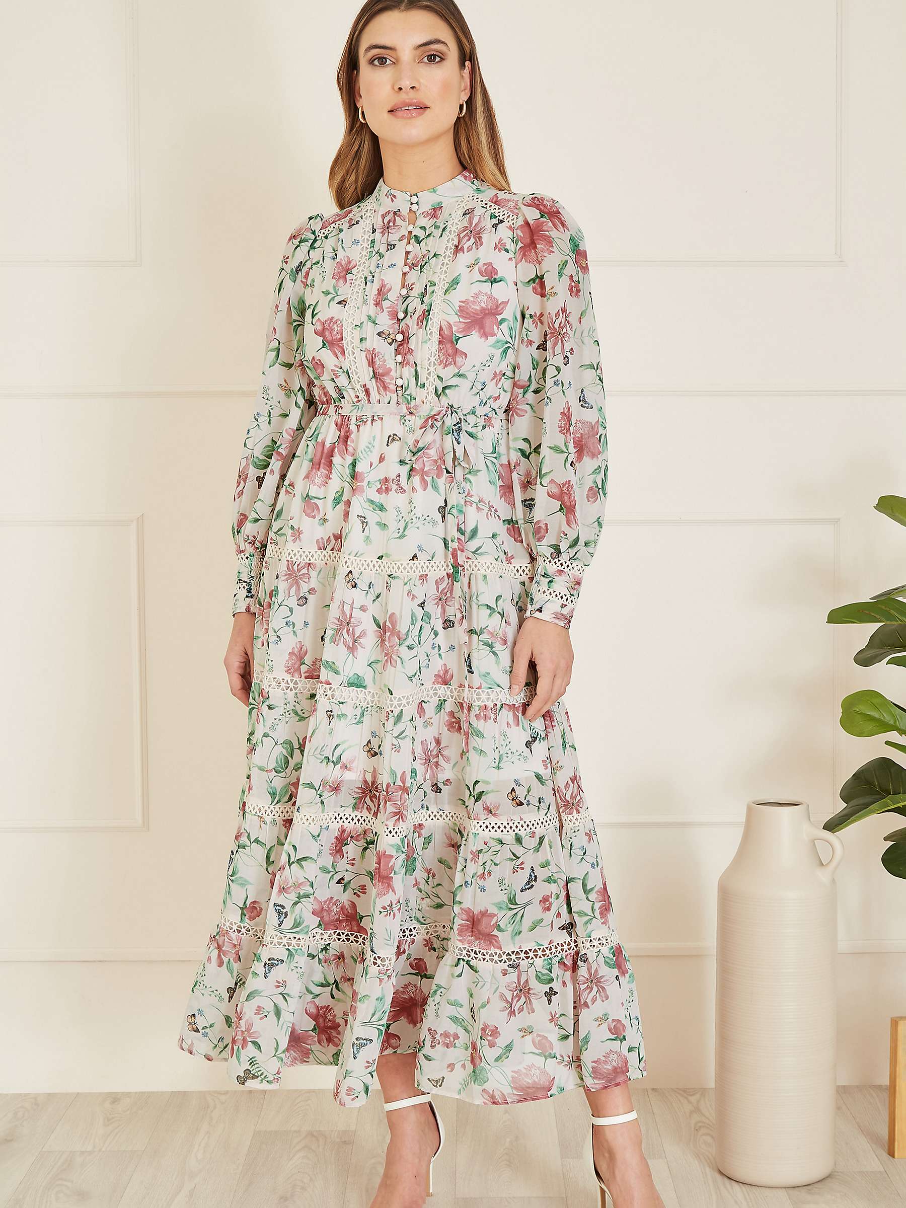 Buy Yumi Butterfly Tiered Maxi Dress, Blush Online at johnlewis.com