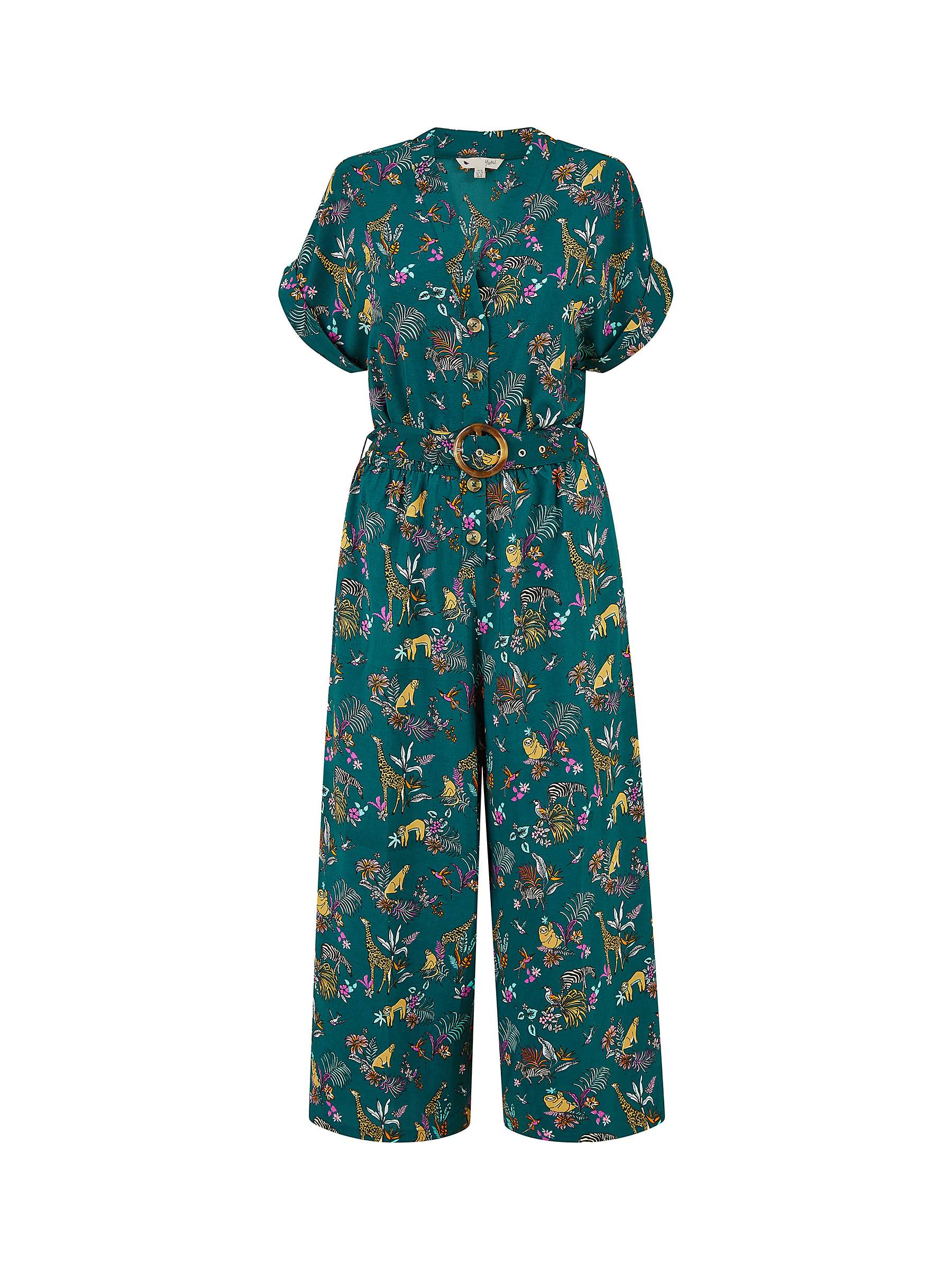 Buy Yumi Animal Safari Short Sleeve Jumpsuit, Green Online at johnlewis.com