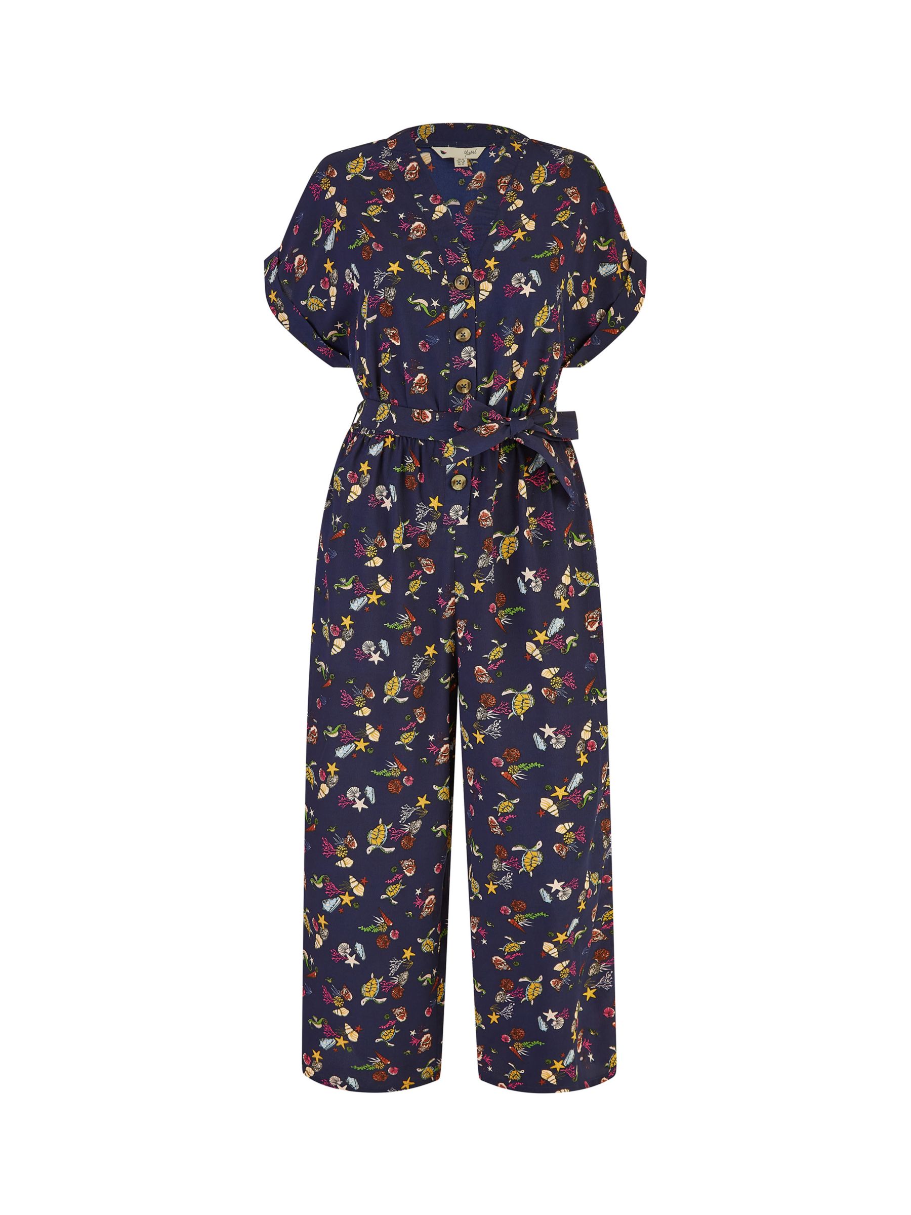 Yumi Sealife Print Jumpsuit, Navy/Multi, 12