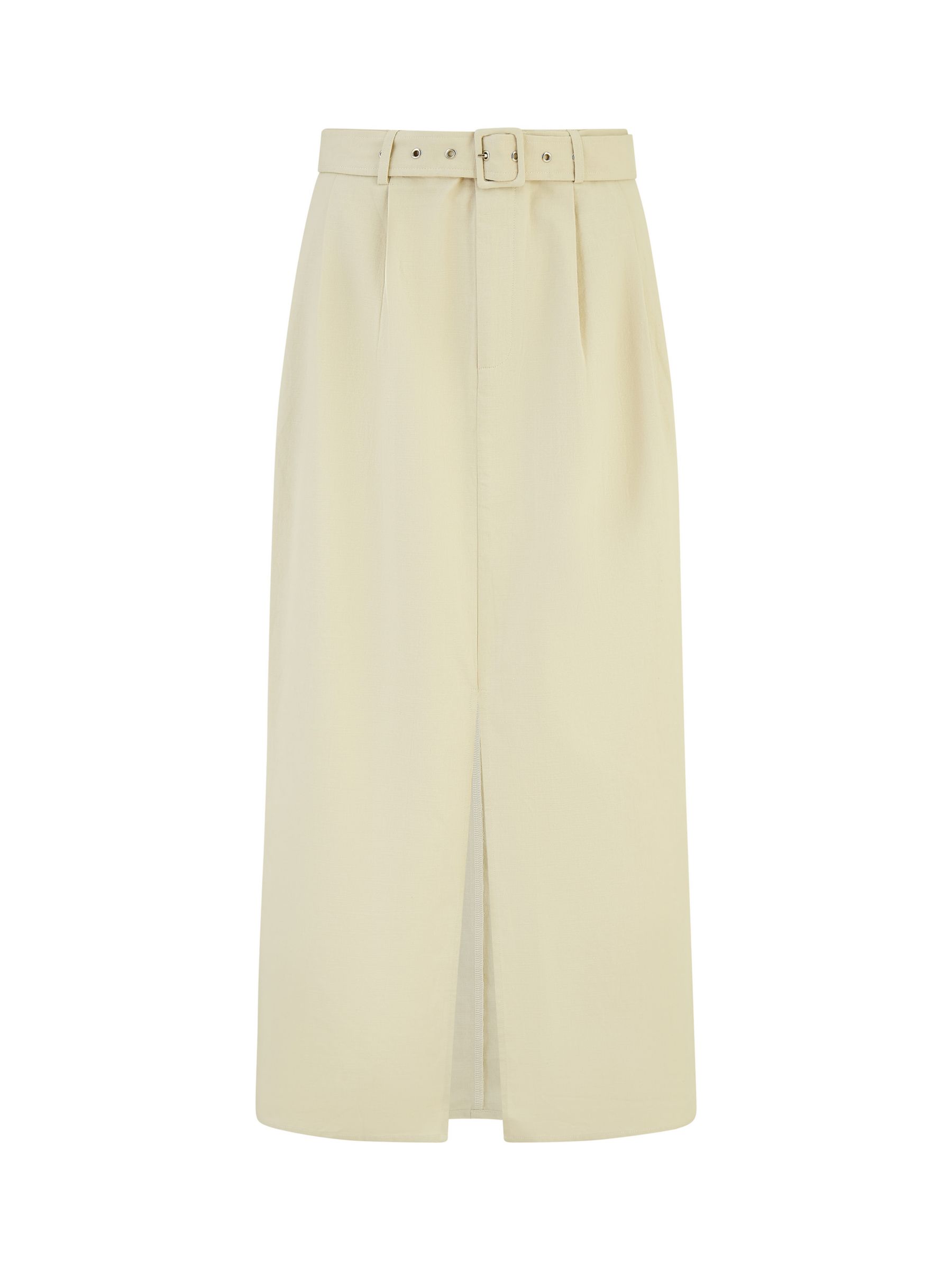 Buy Yumi Cotton Split Hem Midi Skirt, Natural Online at johnlewis.com